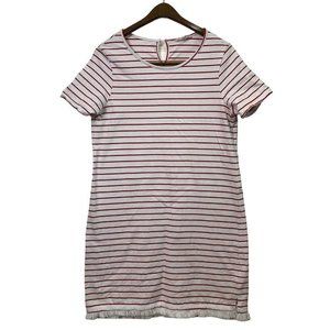 BEACH LUNCH LOUNGE Striped  Shift Dress Size‎ L Red and White Bottom Fringe